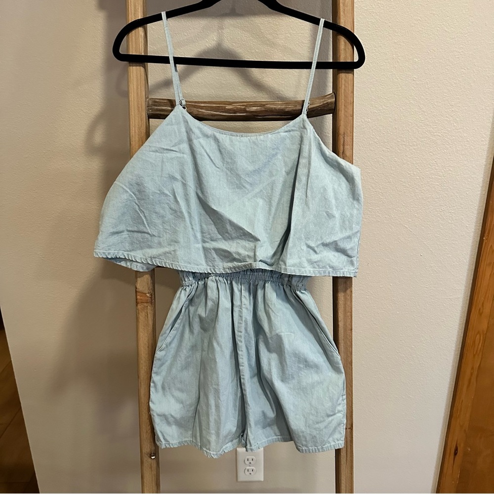 Poof Couture Sky Blue Romper